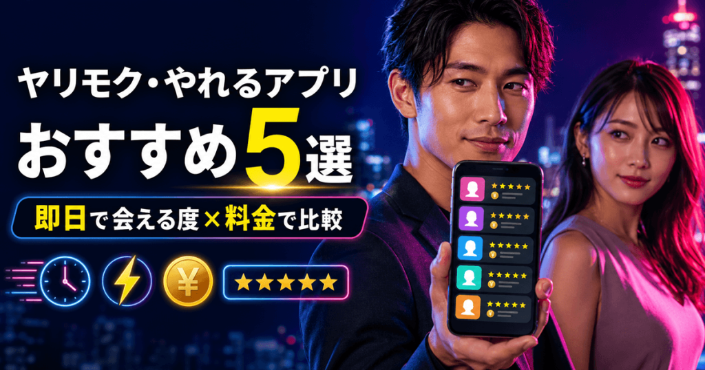 ヤリモク・やれるアプリおすすめ5選｜即日で会える度と料金で比較